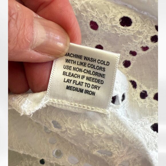 Jennifer and Grace White Eyelet Lace Top Medium Cottagecore Romantic Blouse - Picture 6 of 10